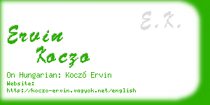 ervin koczo business card